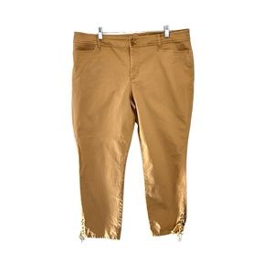 Lauren Ralph Lauren Pants Womens Cropped High Rise Tapered Khaki Chino Tan 16